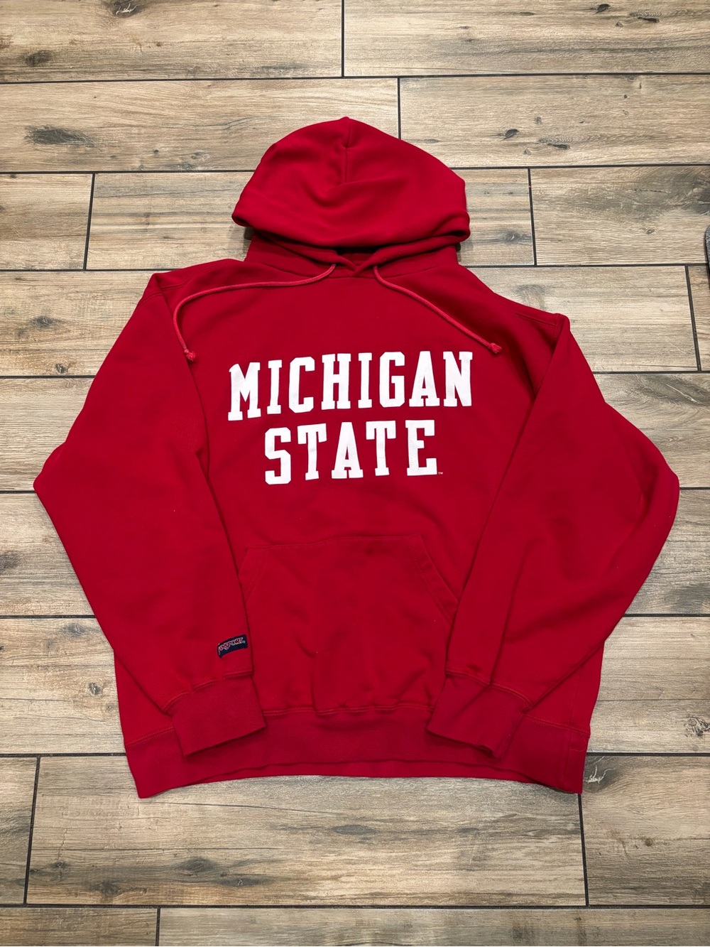 Vintage JanSport Michigan State Spartans Pullover Hoodie Red Size L
